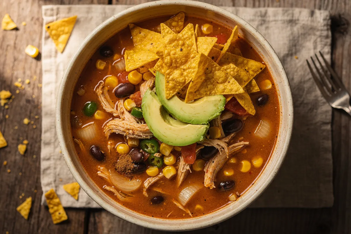 Illustration of Chicken Tortilla Soup (not a photo)