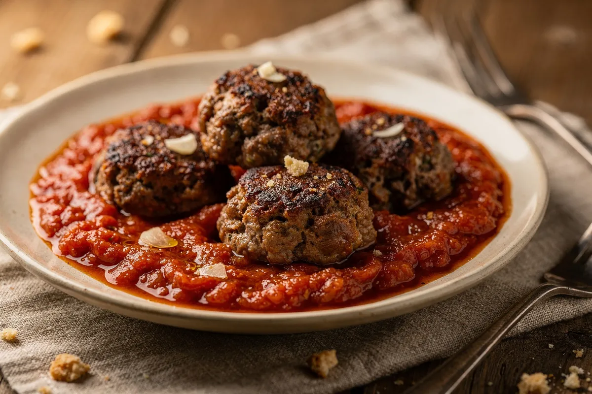 Illustration of Sunday Meatballs in Tomato Sauce (not a photo)
