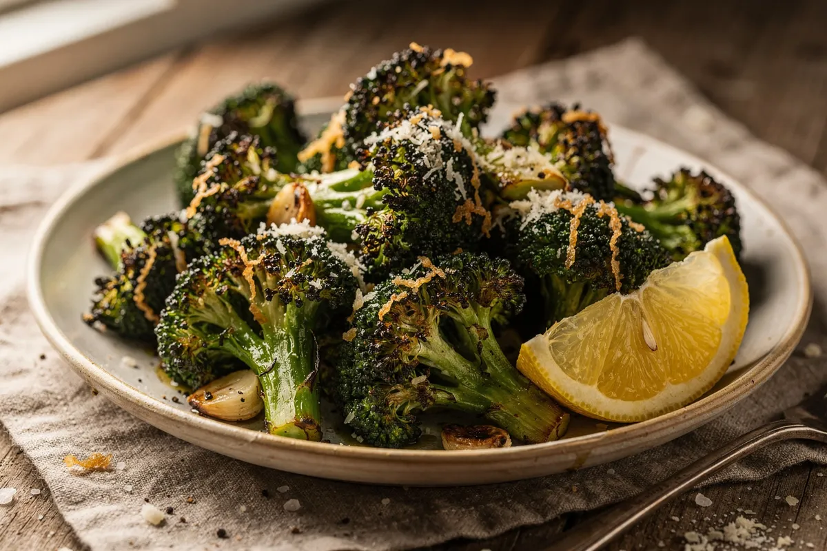 Illustration of Crispy Parmesan Roasted Broccoli (not a photo)