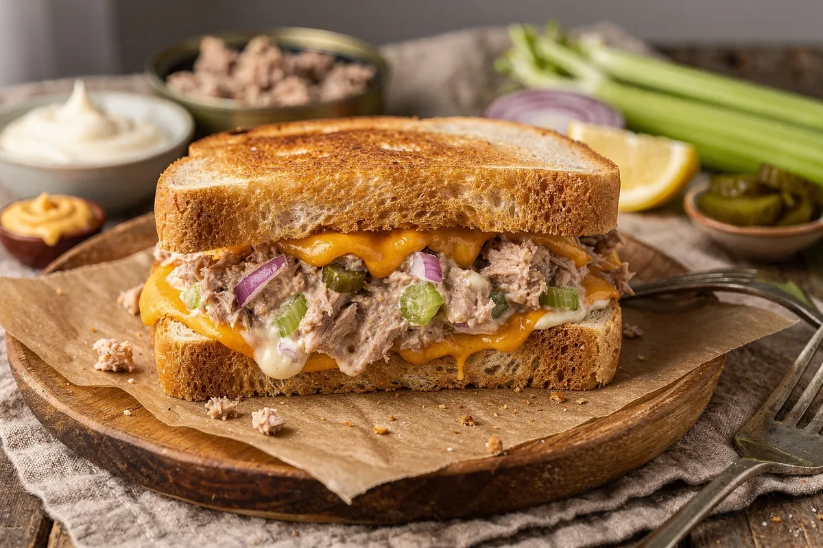 Illustration of Crispy Skillet Tuna Melts (not a photo)